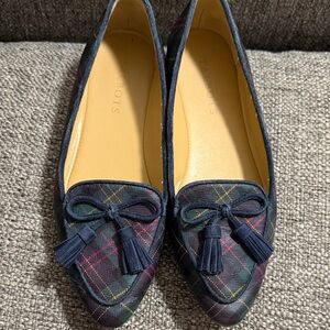 Talbots Francesca Tie Tassel Leather Driving Moccasins Tartan Plaid Size 5
